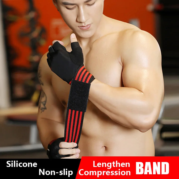 Wrist Protector Compression Band Half Finger Gym Weightlifting Gloves  Outdoor Sports Breathable Gloves