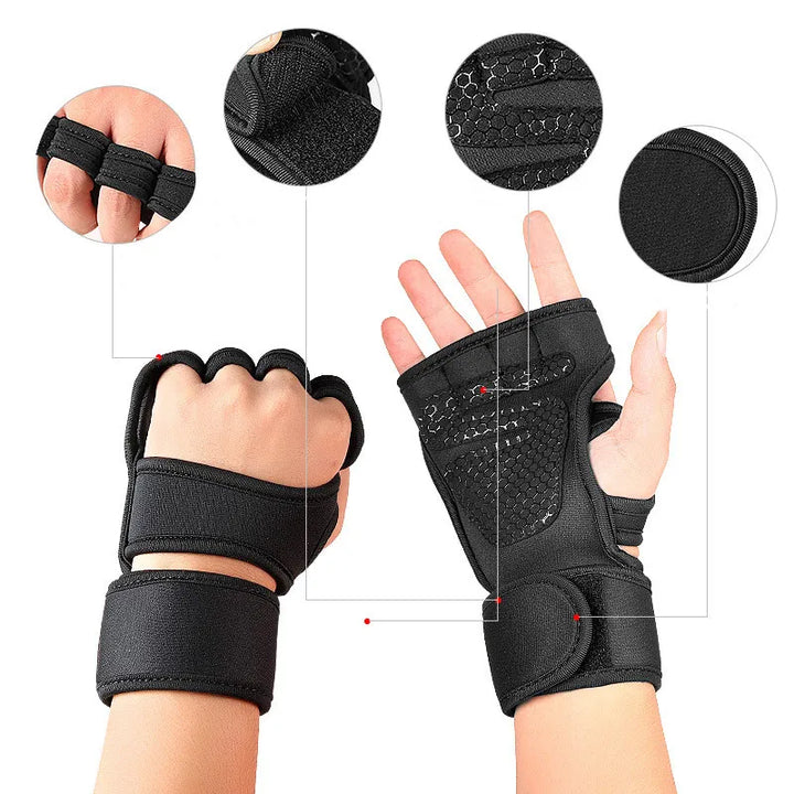 Weight Lifting Dumbbell Gloves for Men Women Gym Fitness Training Lifting Gloves Bodybuilding Gymnastic Hand Wrist Strap Support