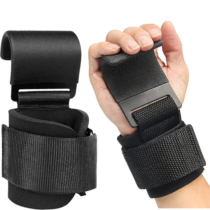 1pcs Weight Lifting Hook Grips With Wrist Wraps Hand-Bar Wrist Strap Gym Fitness Hook Weight Strap Pull-Ups Power Lifting Gloves