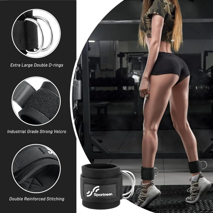 Sportneer Adjustable Ankle Strap for Leg Extensions Booty Hip Abductors Kickbacks Glute Workouts in Home and Gym Cuff Attachment