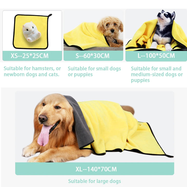 Quick-drying Dog and Cat Towels Soft Fiber Towels Absorbent Bath Towel Pet Bathrobe Convenient Cleaning Towel Dog Accessories