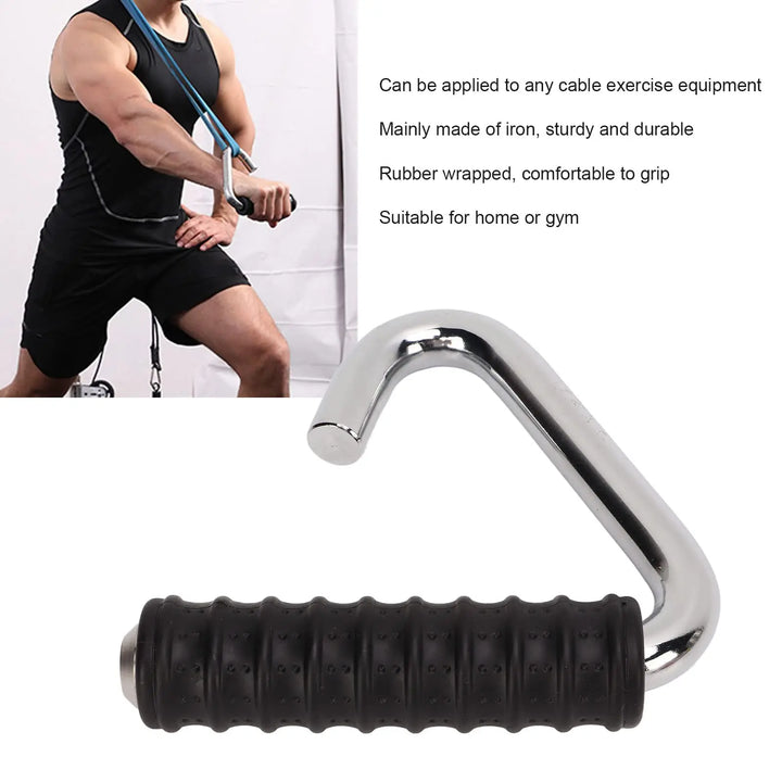 Heavy Duty Fitness Hook Handle Grip C Shaped Universal Rubber Wrapped Training Pull Bar For Cable Gym Handle Fitness Equipment