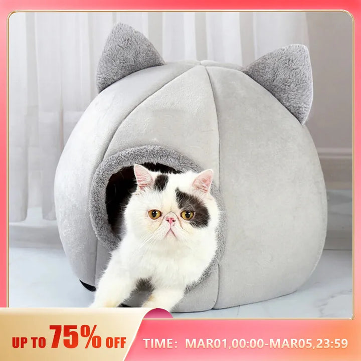 Pet Tent Cave Bed for Cats Small Dogs Self-Warming Cat Tent Bed Cat Hut Comfortable Pet Sleeping Bed