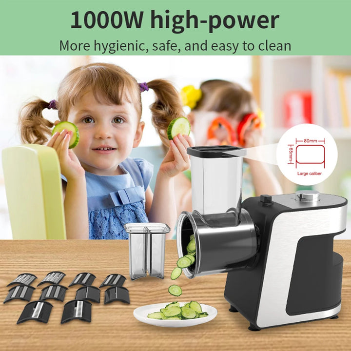 220V Electric Vegertable Cutter With 5Set Stainless Steel Blade 1000W Multifunction Potato Cucumber Carrot Slicer Food Processor