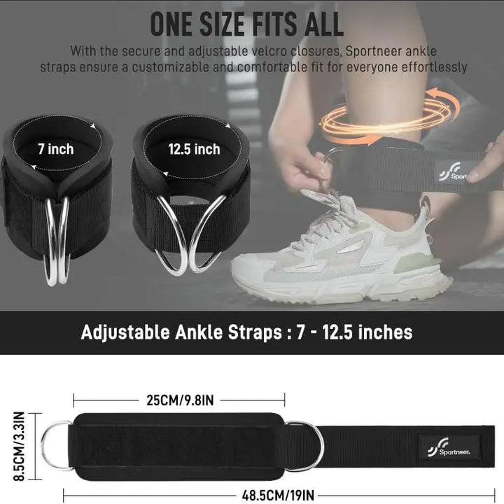 Sportneer Adjustable Ankle Strap for Leg Extensions Booty Hip Abductors Kickbacks Glute Workouts in Home and Gym Cuff Attachment