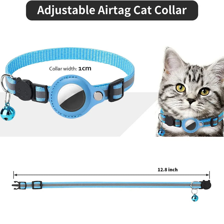 Anti-Lost Cat Collar for Airtag GPS Tracker Protective Case With Bell Reflective Cats Necklace Kitten Accesories Pet Products